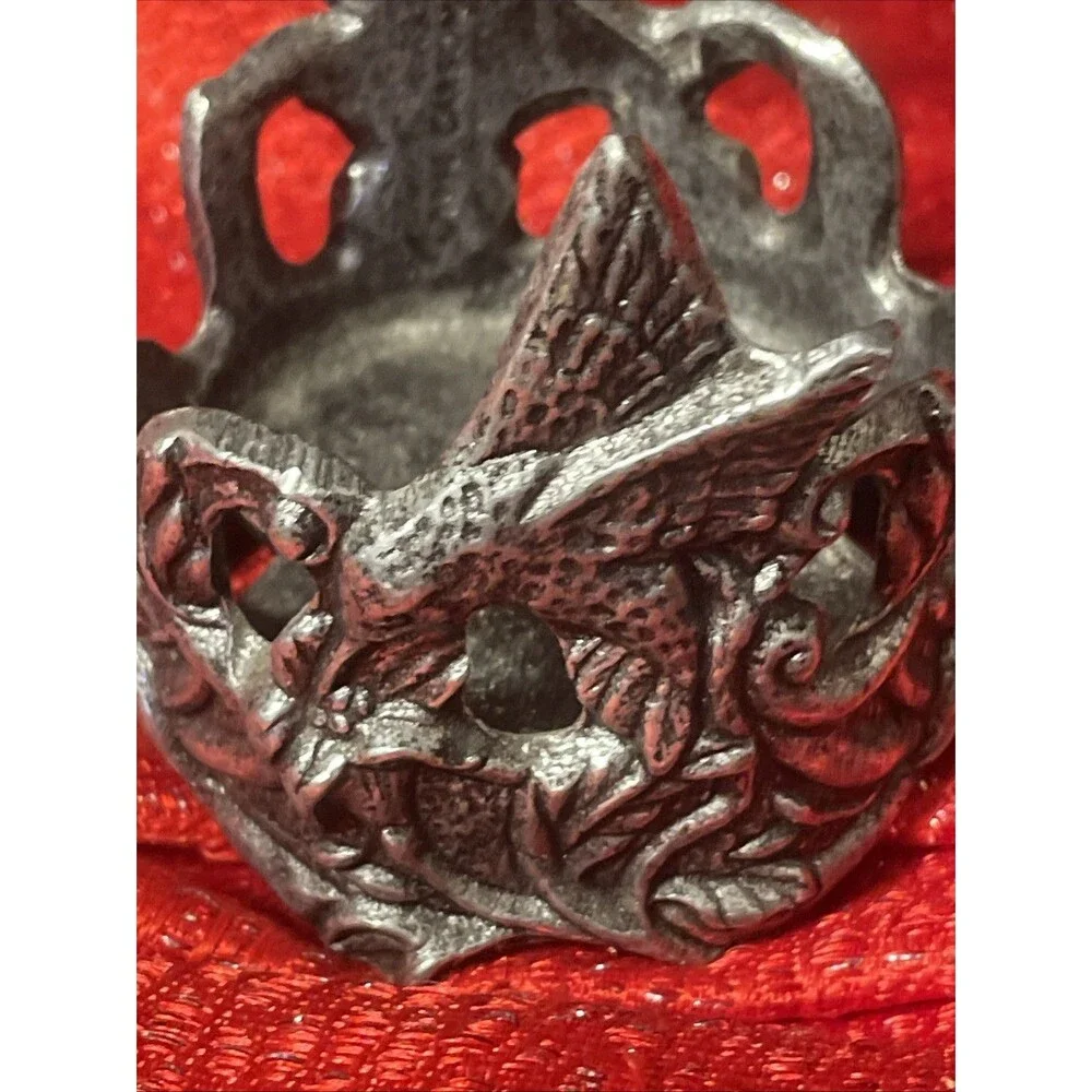 Vintage 1996 Carson Pewter Hummingbird Candle Holder Set Of 2